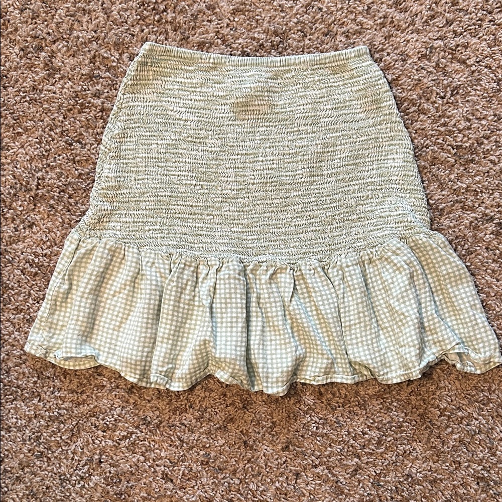 Chic Gingham Ruffle A-Line Skirt